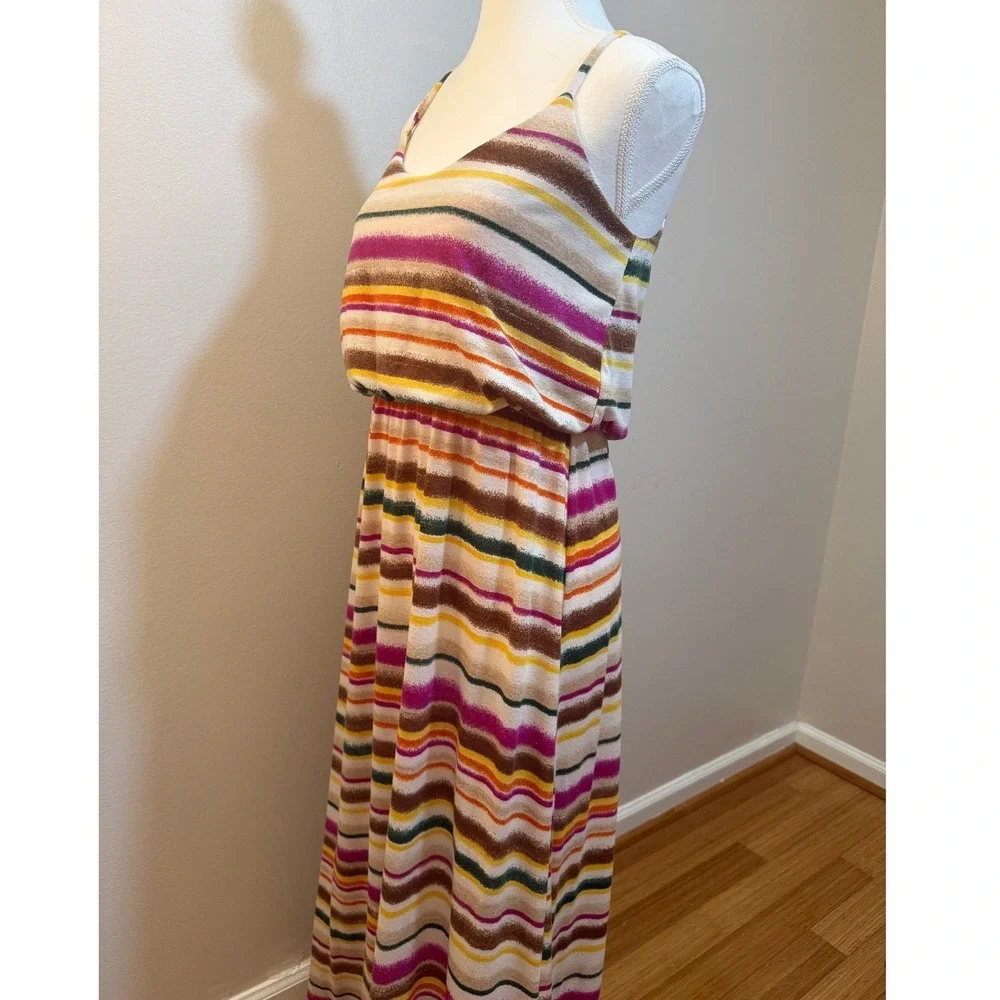 American Rag Cie Maxi Dress Small Multi‎ Color Striped Boho Blouson Summer Beach